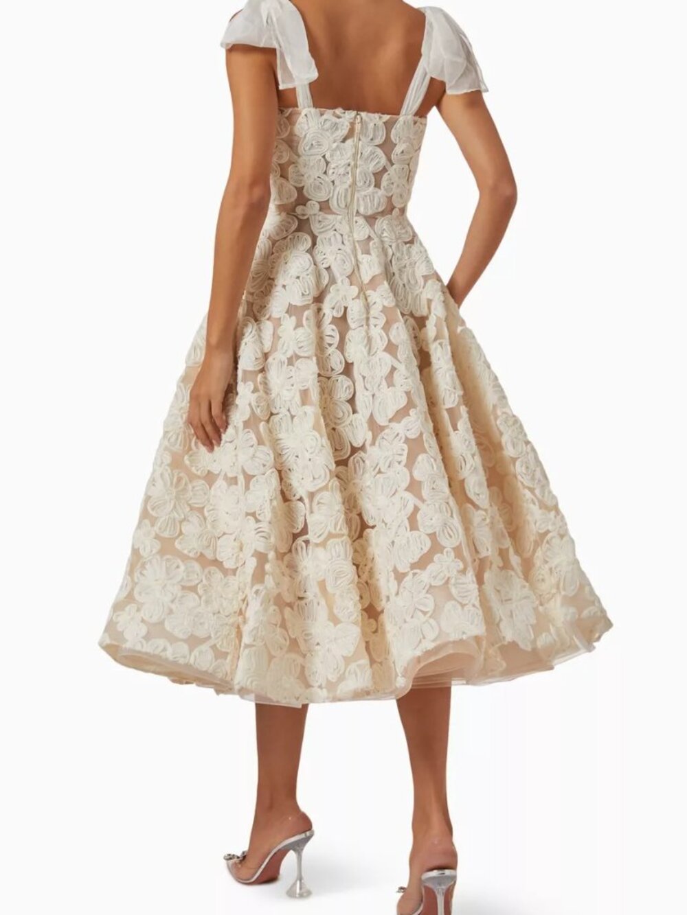 Bronx and Banco Sabrina Bridal Floral Lace Midi Dress XS NWOT White - Picture 4 of 11